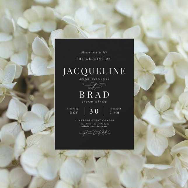 Ever Yours Black Elegant Wedding Invitation (Creator Uploaded)