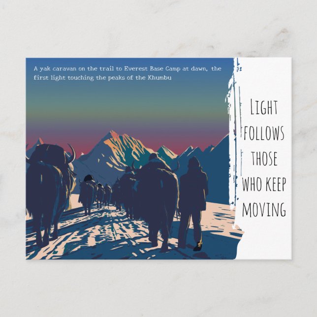 Everest Dawn Yak Caravan Adventure Inspiration  Postcard (Front)