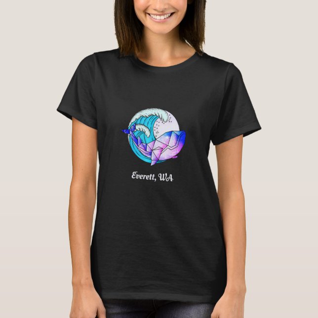 Everett Wa Japanese Paint Geometric Orca Killer Wh T-Shirt (Front)
