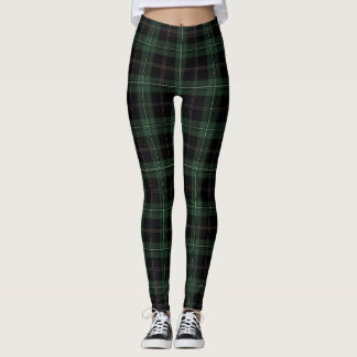 Everglade, Celtic Green, Black Tartan; Plaid Leggings