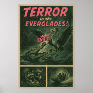 Everglades Comic – Alligator Attack Horror  Poster