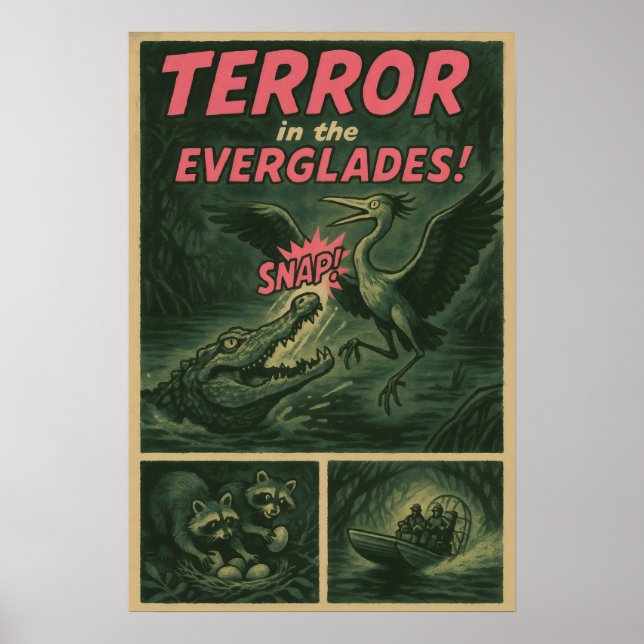 Everglades Comic – Alligator Attack Horror  Poster (Front)