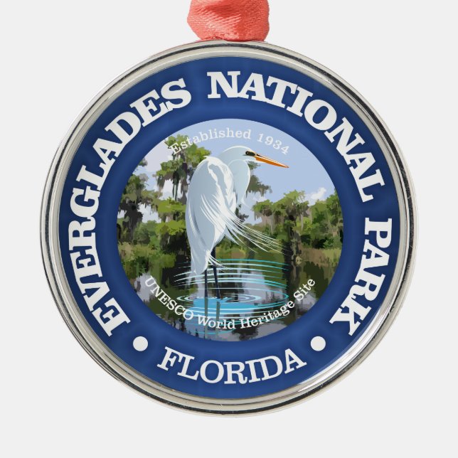 Everglades National Park (egret) Metal Tree Decoration (Front)