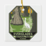 Everglades National Park Florida Egret Vintage  Ceramic Ornament<br><div class="desc">Everglades vector artwork design. The park is made up of coastal mangroves,  sawgrass marshes and pine flatwoods that are home to hundreds of animal species.</div>