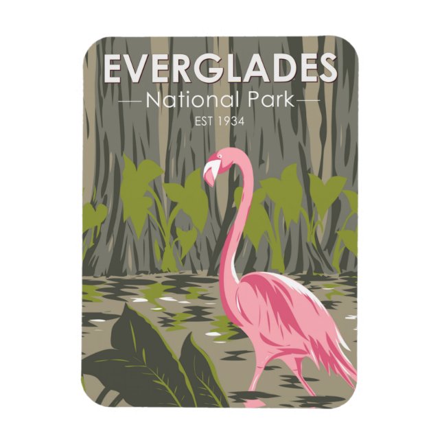  Everglades National Park Florida Flamingo Vintage Magnet (Vertical)