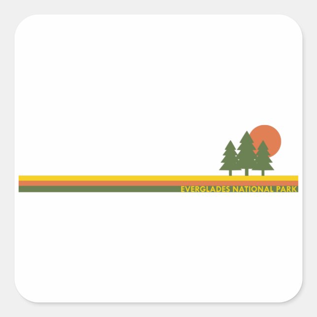 Everglades National Park Pine Trees Sun Square Sticker (Front)