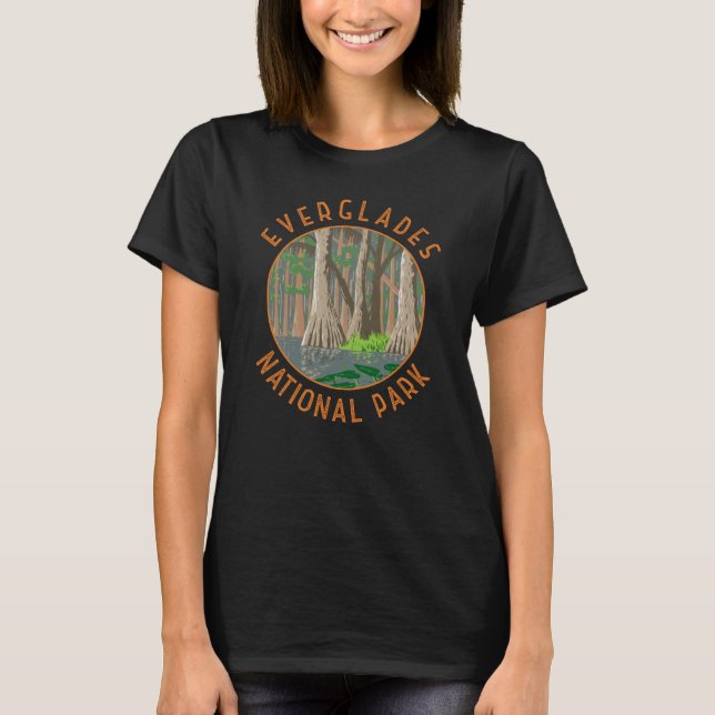 Everglades National Park Retro Distressed Circle T-Shirt (Front)