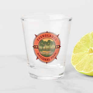 Everglades National Park Sunset Retro Compass Shot Glass