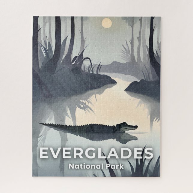 Everglades National Park | Watercolor Alligator Jigsaw Puzzle (Vertical)