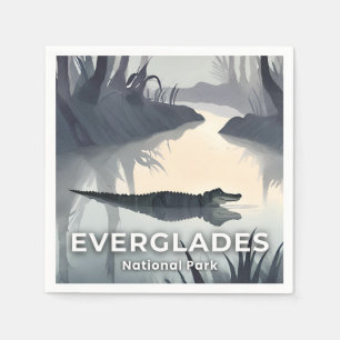 Everglades National Park   Watercolor Alligator Napkin
