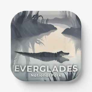 Everglades National Park   Watercolor Alligator Paper Plate