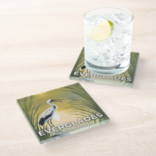 Everglades National Park   Watercolor Stork Glass Coaster