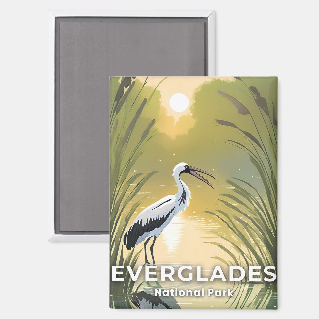 Everglades National Park | Watercolor Stork Magnet (Front/Back)