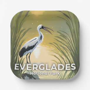 Everglades National Park   Watercolor Stork Paper Plate
