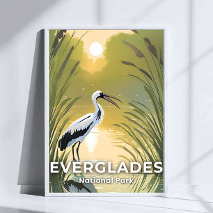 Everglades National Park Watercolor Stork Poster
