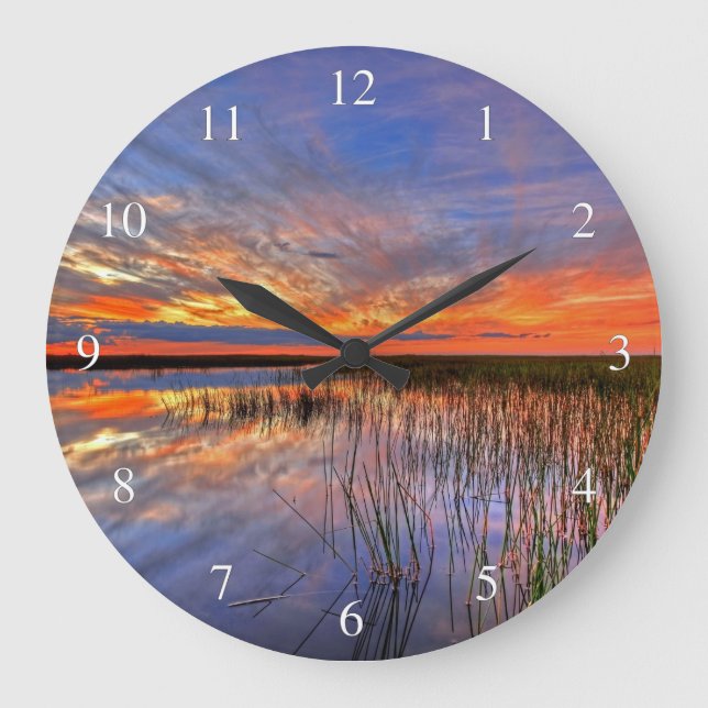 Everglades Sunset Large Clock (Front)