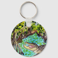 Everglades Watercolor Crocodile Alligator Florida