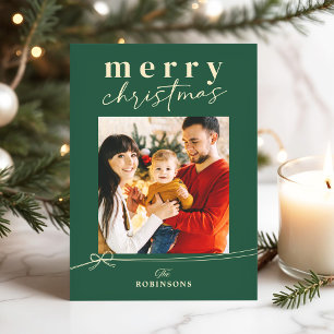 Evergreen Aesthetic Cozy Family Christmas Photo Holiday Card