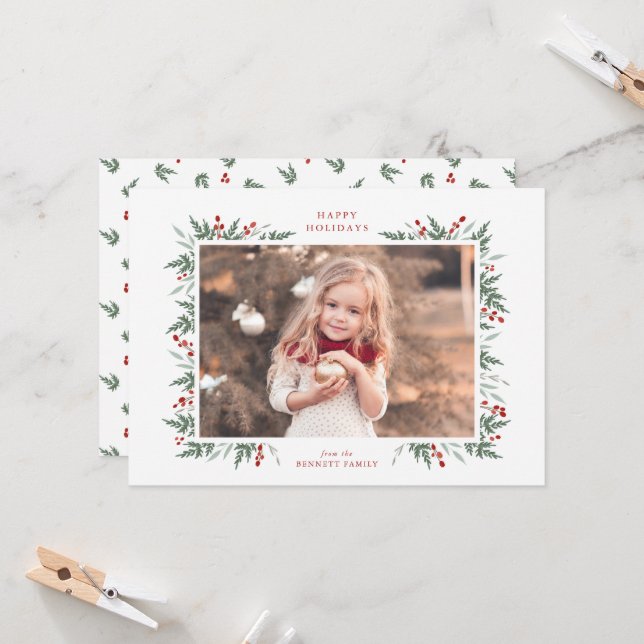 Evergreen and Berries Card (Front/Back In Situ)