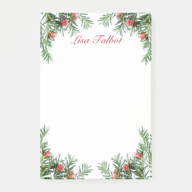 Evergreen and Berries Post It Notes (Front)