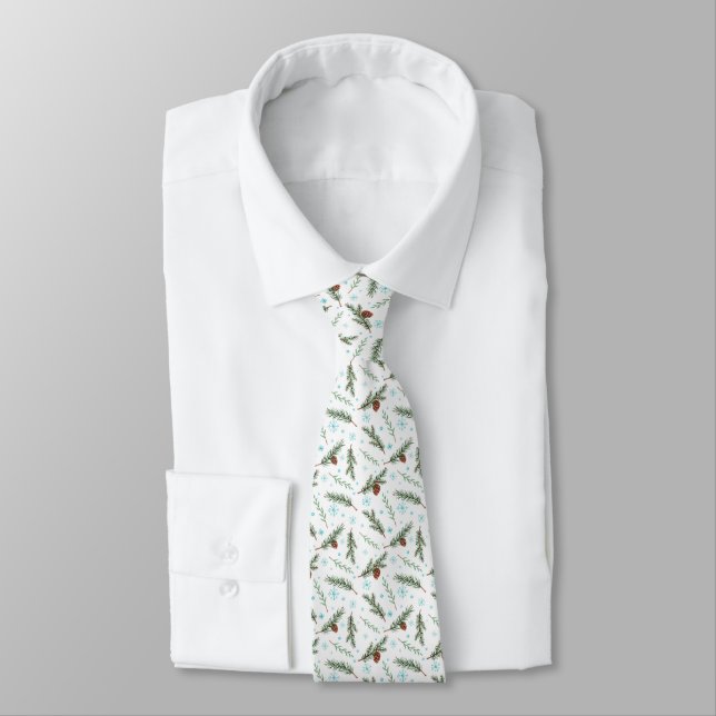 Evergreen and Pine Cones Tie (Tied)