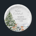 Evergreen Animal Winter Onederland Birthday Paper Plate<br><div class="desc">Evergreen Animal Winter Onederland Birthday Paper Plates</div>