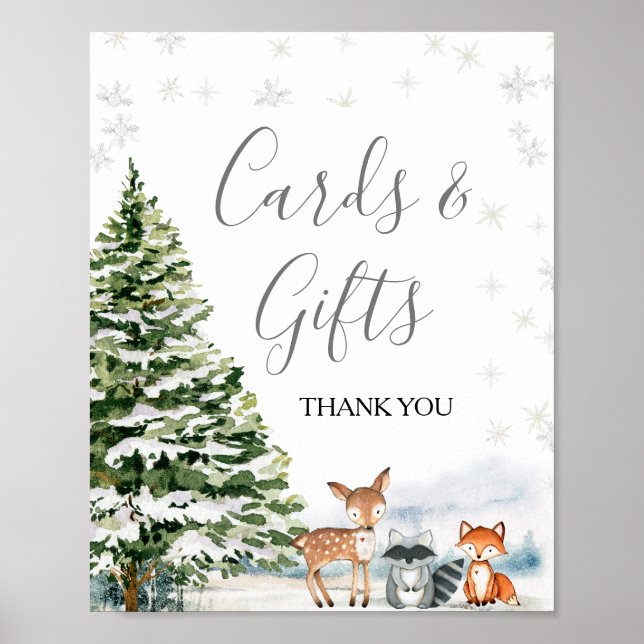 Evergreen Animal Winter Onederland Cards & Gifts Poster (Front)