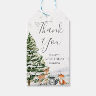 Evergreen Animal Winter Onederland Thank You Gift Tags