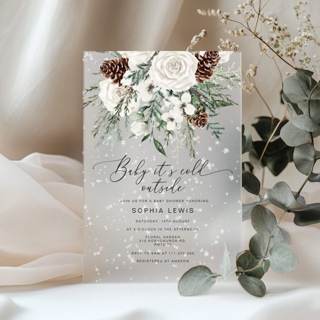 Evergreen Baby its cold outside baby shower Acrylic Invitations (Creator Uploaded)