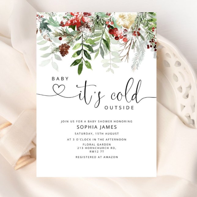  Evergreen Baby it's cold outside baby shower Invitation (Creator Uploaded)