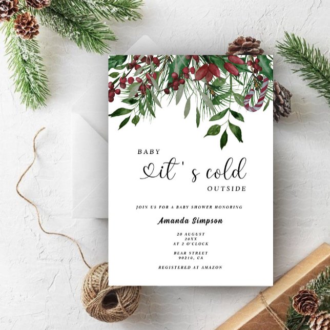 Evergreen Baby it's cold outside baby shower Invitation (Creator Uploaded)