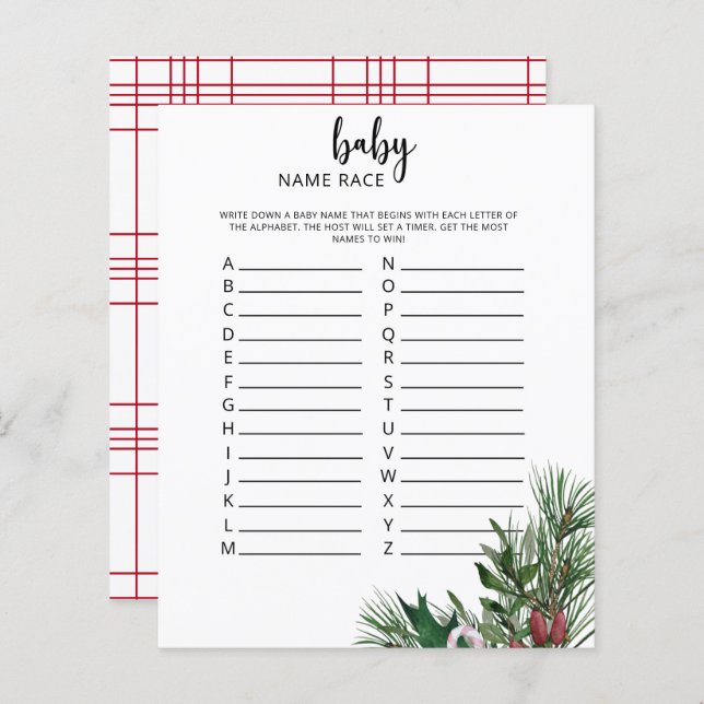 Evergreen Baby name race game (Front/Back)