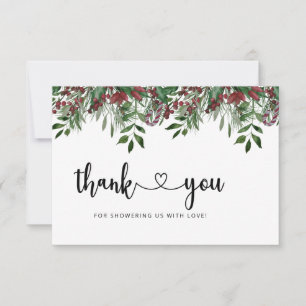 Evergreen baby shower thank you card