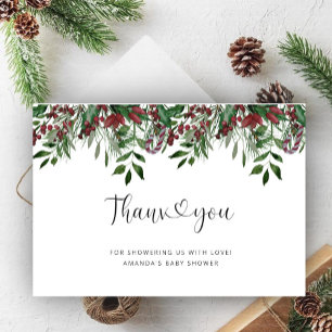 Evergreen baby shower thank you card