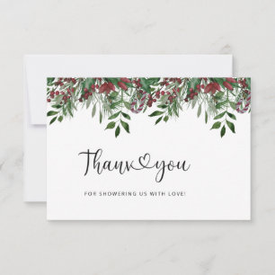 Evergreen baby shower thank you card