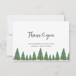 Evergreen baby shower thank you card