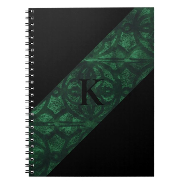 Evergreen Batik Black Monogrammed Notebook (Front)