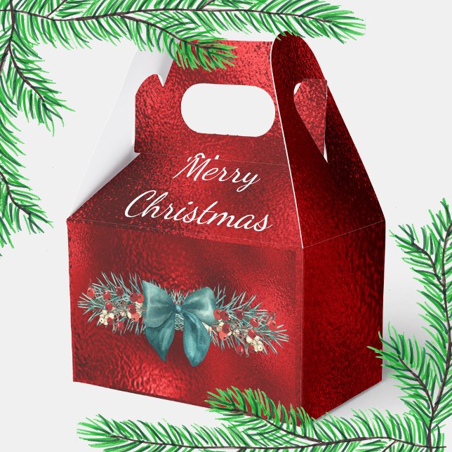 Evergreen, Berries, Green Bow Red Faux Foil  Favour Box (Creator Uploaded)