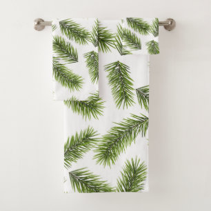 Evergreen Branch Pattern Bath Towel Set