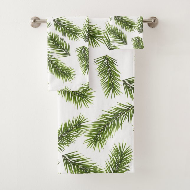 Evergreen Branch Pattern  Bath Towel Set (Insitu)