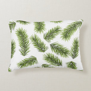 Evergreen Branch Pattern Decorative Cushion