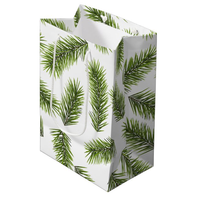 Evergreen Branch Pattern  Medium Gift Bag (Front Angled)