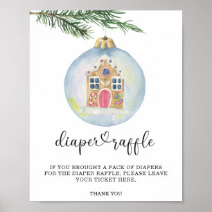 Evergreen branch with bubble - diaper raffle  poster