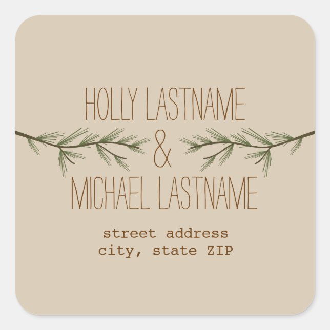 Evergreen Branches Address Sticker (Front)