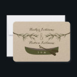 Evergreen Branches   Canoe Wedding Save The Date<br><div class="desc">A wedding save the date featuring an illustration of two evergreen tree branches and a green canoe.</div>