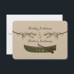 Evergreen Branches   Canoe Wedding Save The Date<br><div class="desc">A wedding save the date featuring an illustration of two evergreen tree branches and a green canoe.</div>