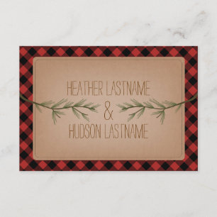 Evergreen Branches Plaid Wedding R.S.V.P. RSVP Card