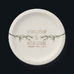 Evergreen Branches Wedding Paper Plate<br><div class="desc">Plates featuring an illustration of two evergreen tree branches.  Personalise with names.  Look for matching wedding invitations and more at Jill's Paperie.</div>