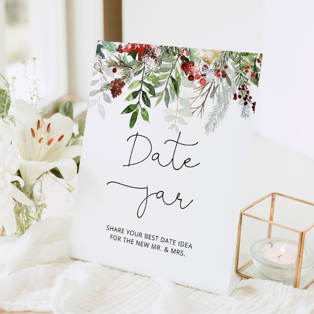 Evergreen bridal shower Date jar Pedestal Sign (Creator Uploaded)