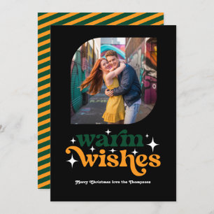 Evergreen & Bright Modern Retro Christmas Photo Holiday Card